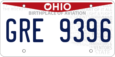 OH license plate GRE9396