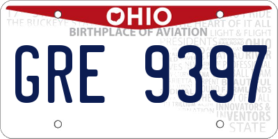 OH license plate GRE9397