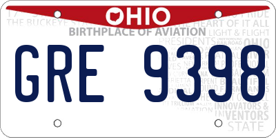 OH license plate GRE9398