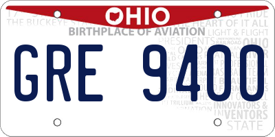 OH license plate GRE9400