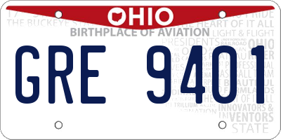 OH license plate GRE9401