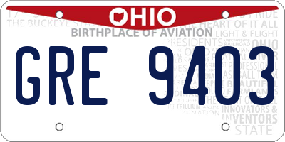 OH license plate GRE9403