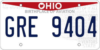 OH license plate GRE9404