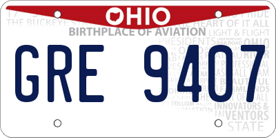 OH license plate GRE9407