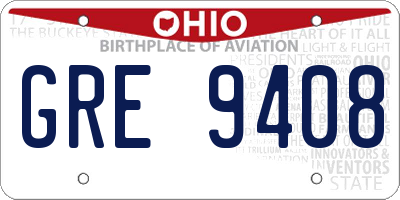 OH license plate GRE9408