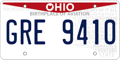 OH license plate GRE9410