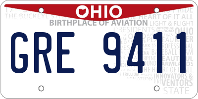 OH license plate GRE9411