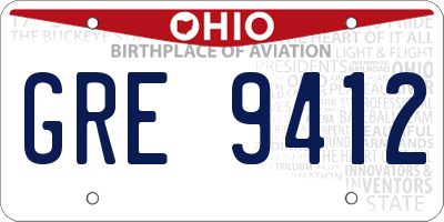 OH license plate GRE9412