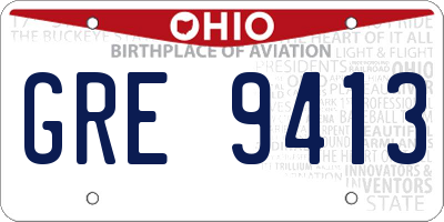 OH license plate GRE9413