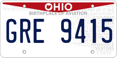 OH license plate GRE9415