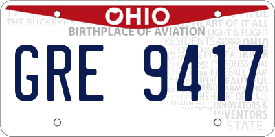 OH license plate GRE9417