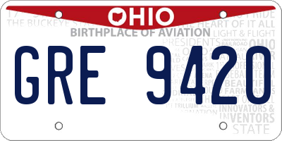 OH license plate GRE9420