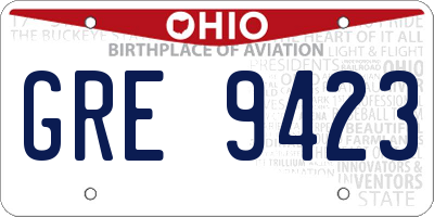 OH license plate GRE9423