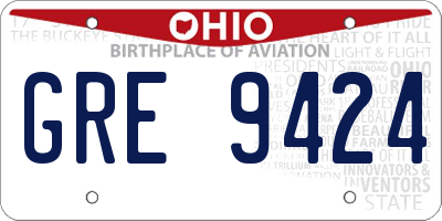 OH license plate GRE9424