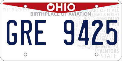 OH license plate GRE9425