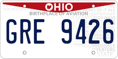 OH license plate GRE9426