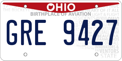 OH license plate GRE9427