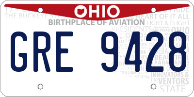 OH license plate GRE9428