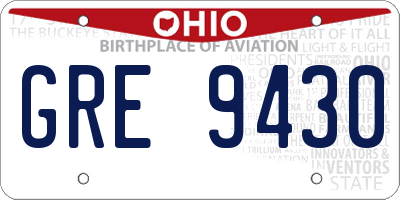 OH license plate GRE9430
