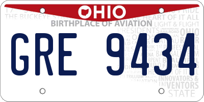 OH license plate GRE9434