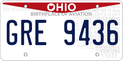 OH license plate GRE9436