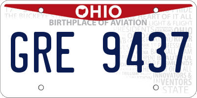 OH license plate GRE9437