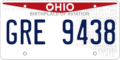 OH license plate GRE9438