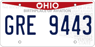 OH license plate GRE9443