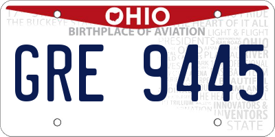 OH license plate GRE9445