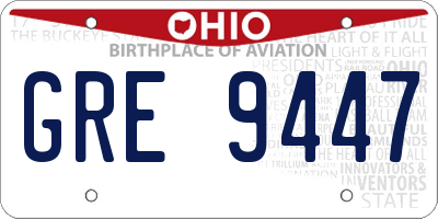 OH license plate GRE9447