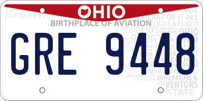 OH license plate GRE9448