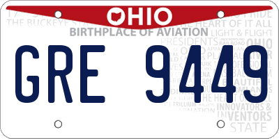 OH license plate GRE9449