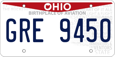 OH license plate GRE9450