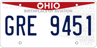 OH license plate GRE9451