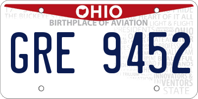 OH license plate GRE9452