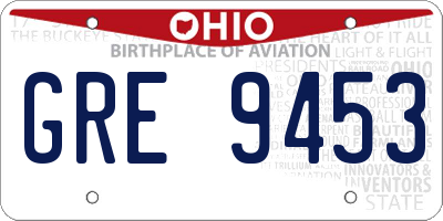 OH license plate GRE9453