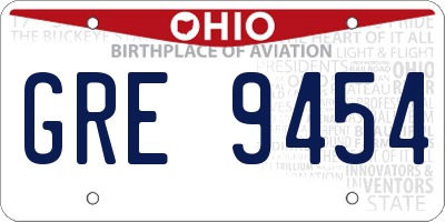 OH license plate GRE9454