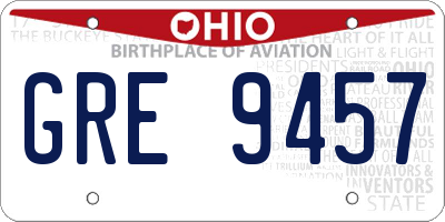 OH license plate GRE9457
