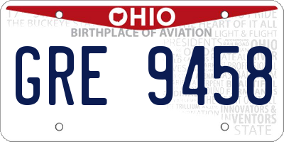 OH license plate GRE9458