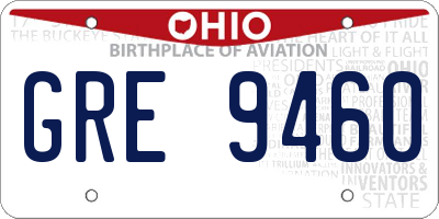 OH license plate GRE9460