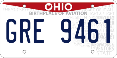 OH license plate GRE9461