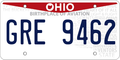 OH license plate GRE9462