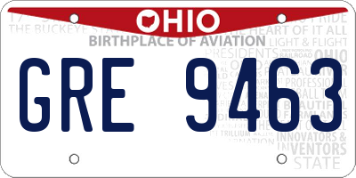 OH license plate GRE9463