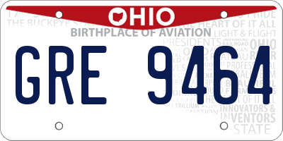 OH license plate GRE9464