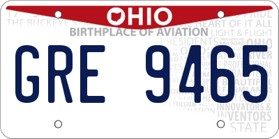 OH license plate GRE9465