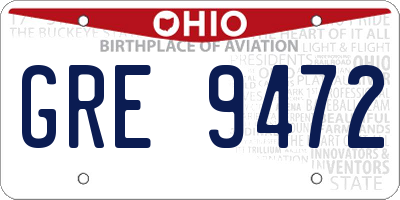 OH license plate GRE9472