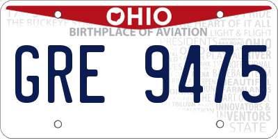 OH license plate GRE9475