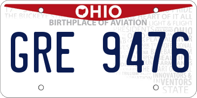 OH license plate GRE9476