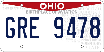 OH license plate GRE9478