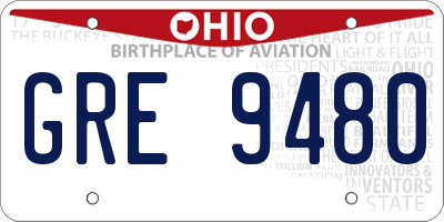 OH license plate GRE9480